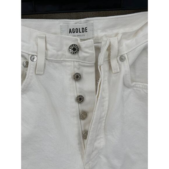 Agolde Jeans Womens 25 White Out 90s Fit Button Fly Destroyed 100% Cotton Summer - Picture 2 of 11